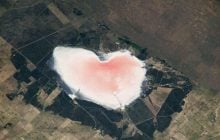 NASA побачило з космосу рожеве "серце" в Аргентині: його колір має зовсім не романтичну причину
