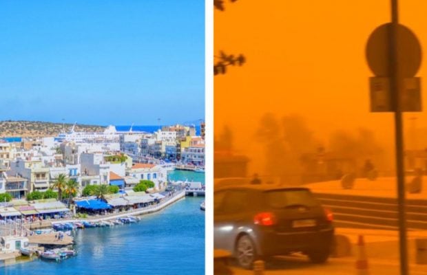 Небо окрасилось в кровавый цвет: Крит накрыла мощная песчаная буря из Сахары