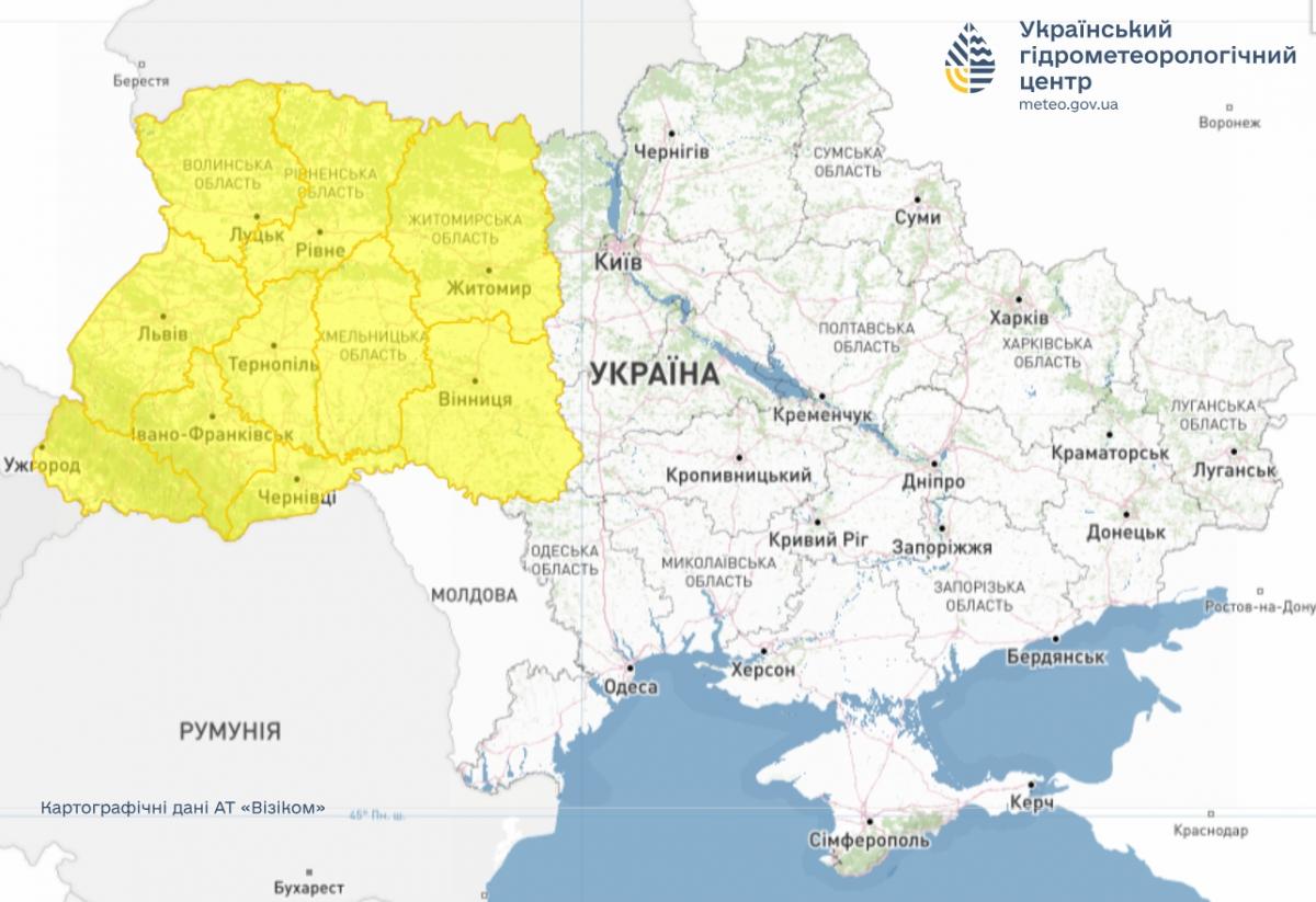 В Украине объявили желтую опасность: непогода охватит 10 областей (карта)