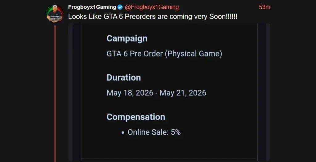 Названо дату старту попередніх замовлень на GTA 6: залишилося кілька днів Названо дату старту попередніх замовлень на GTA 6: залишилося кілька днів