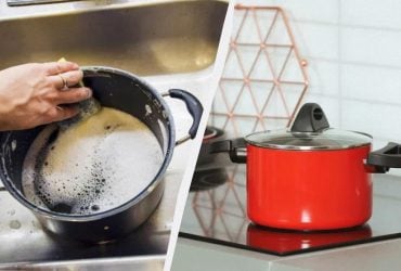 Черный слой нагара от каши в кастрюле отойдет сам: чем его нужно залить