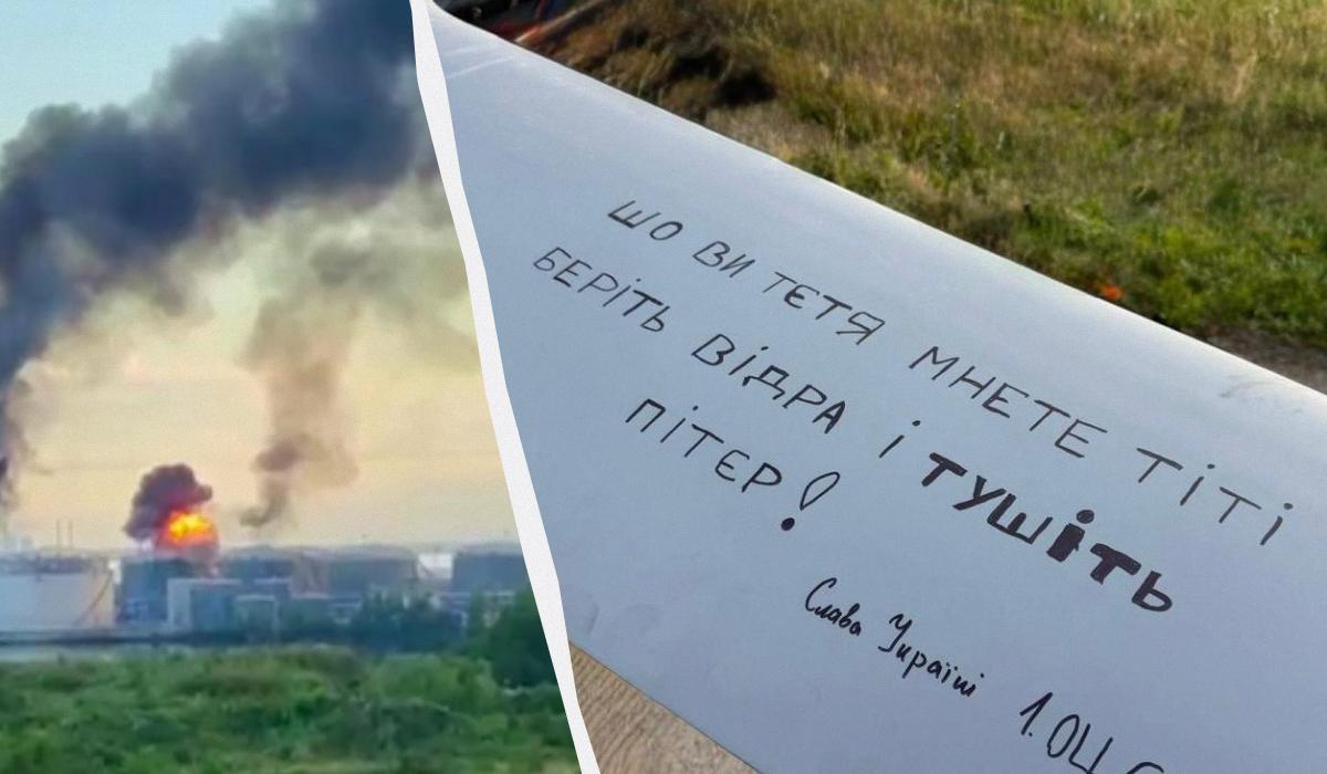 'Тушіть Пітер': Мадяр показав напис на дроні, який 'розніс' нафтовий термінал РФ