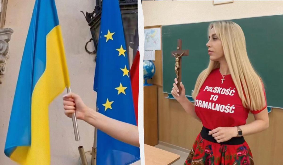 Кандидатка на посаду мера Кракова викинула прапор України у смітник (відео) Кандидатка на посаду мера Кракова викинула прапор України у смітник (відео)
