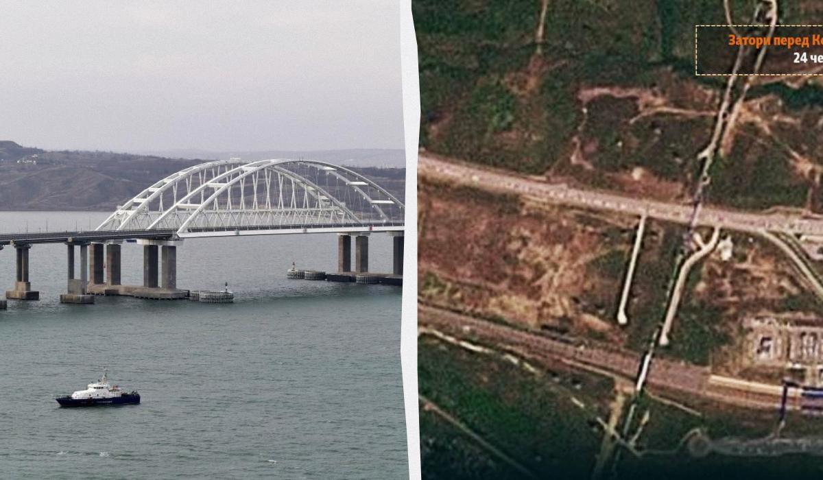 В бік Кримського мосту зафіксовано затори: з'явилися супутникові знімки