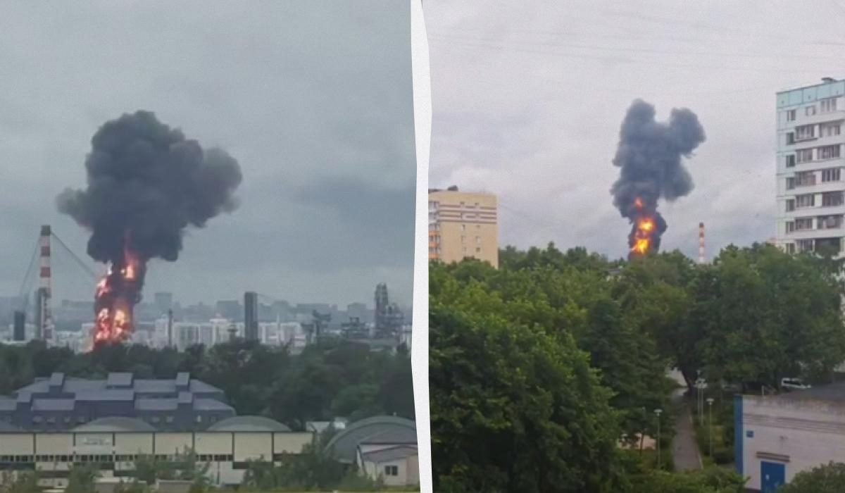 Після атаки дронів палає найбільший НПЗ у Москві (відео)