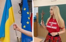 Кандидатка на пост мэра Кракова выбросила флаг Украины в мусорный бак (видео)