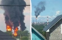 1500 км от линии фронта: Зеленский показал, как горят НПЗ в Уфе после поражения (видео)
