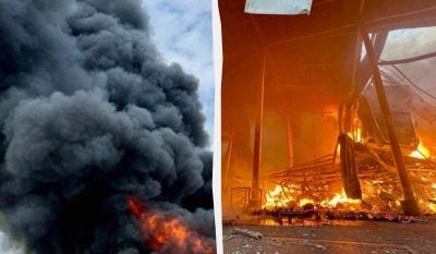 РФ вдарила по Дніпропетровщині: палають склади торговельної мережі, 8 постраждалих (фото) РФ вдарила по Дніпропетровщині: палають склади торговельної мережі, 8 постраждалих (фото)