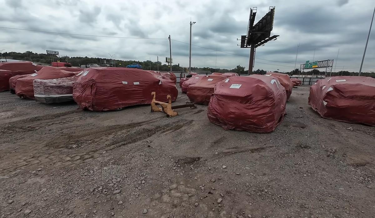 В США мужчина наткнулся на странное кладбище автомобилей, обернутых в красную пленку В США мужчина наткнулся на странное кладбище автомобилей, обернутых в красную пленку