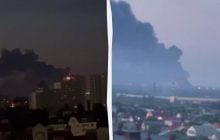 У російському Липецьку після вибухів масштабна пожежа (відео)