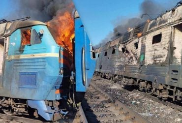 Россияне обстреляли пассажирский поезд в Запорожской области: возник пожар, есть раненая