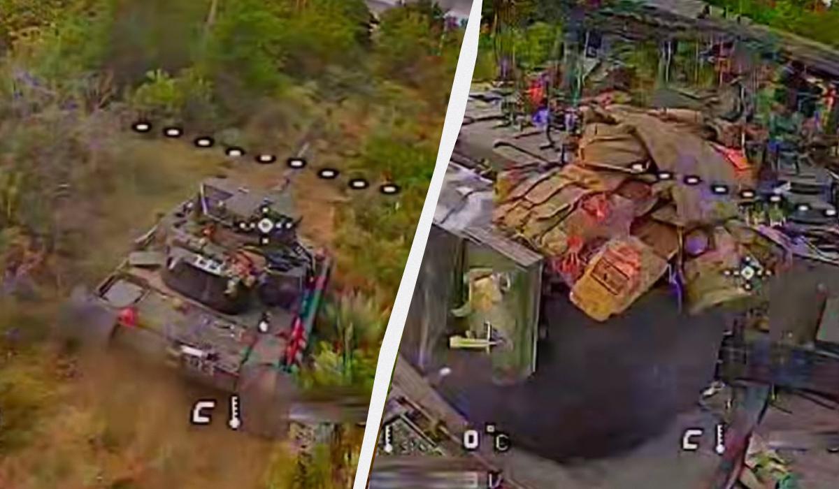 Окупанти почали відправляти на штурм танки з активним захистом від FPV-дронів Окупанти почали відправляти на штурм танки з активним захистом від FPV-дронів