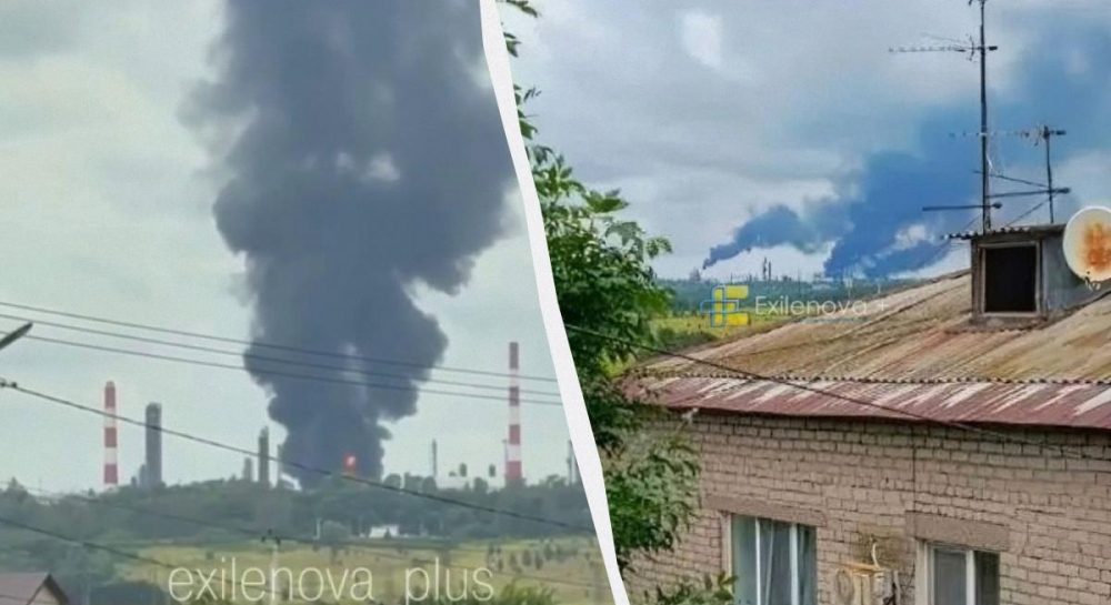 після атаки дронів горить нафтопереробний завод