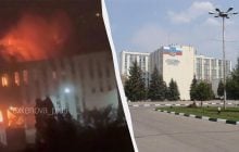 В Белгороде после атаки дронов горит университет, где разрабатывали БПЛА (видео)