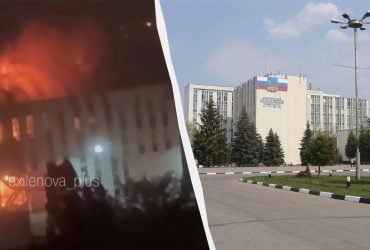 В Белгороде после атаки дронов горит университет, где разрабатывали БПЛА (видео)