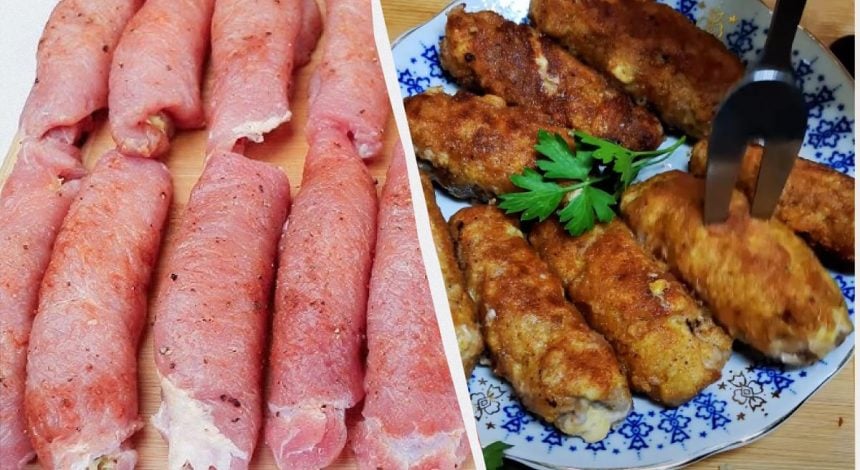Из свинины не делаю отбивные: заворачиваю в рулетики и запекаю с начинкой