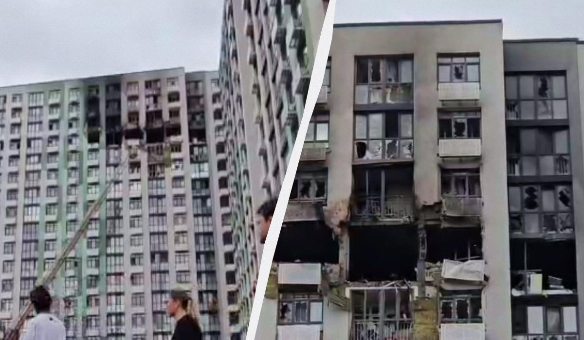 Россияне ударили по многоэтажному дому в Киеве на Подоле: выгорели верхние этажи (видео) Россияне ударили по многоэтажному дому в Киеве на Подоле: выгорели верхние этажи (видео)