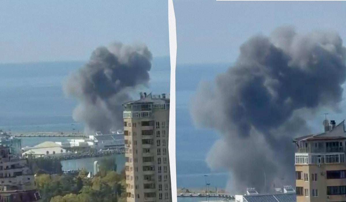 Морские дроны атаковали порт в Сочи: поднялся густой дым (видео)