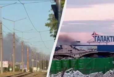 В окупованому Маріуполі після атаки палає торговий центр (відео)
