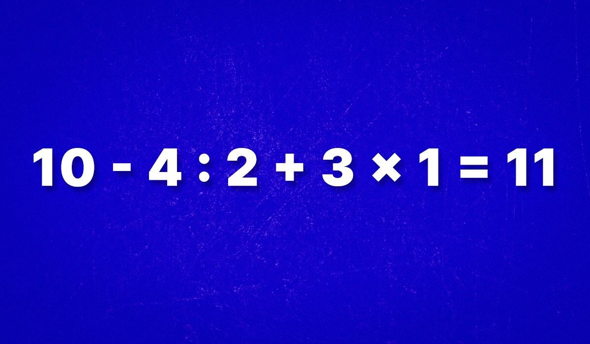 10 − 4 : 2 + 3 × 1: проста математична задача, яку багато хто розв’язує неправильно 10 − 4 : 2 + 3 × 1: проста математична задача, яку багато хто розв’язує неправильно