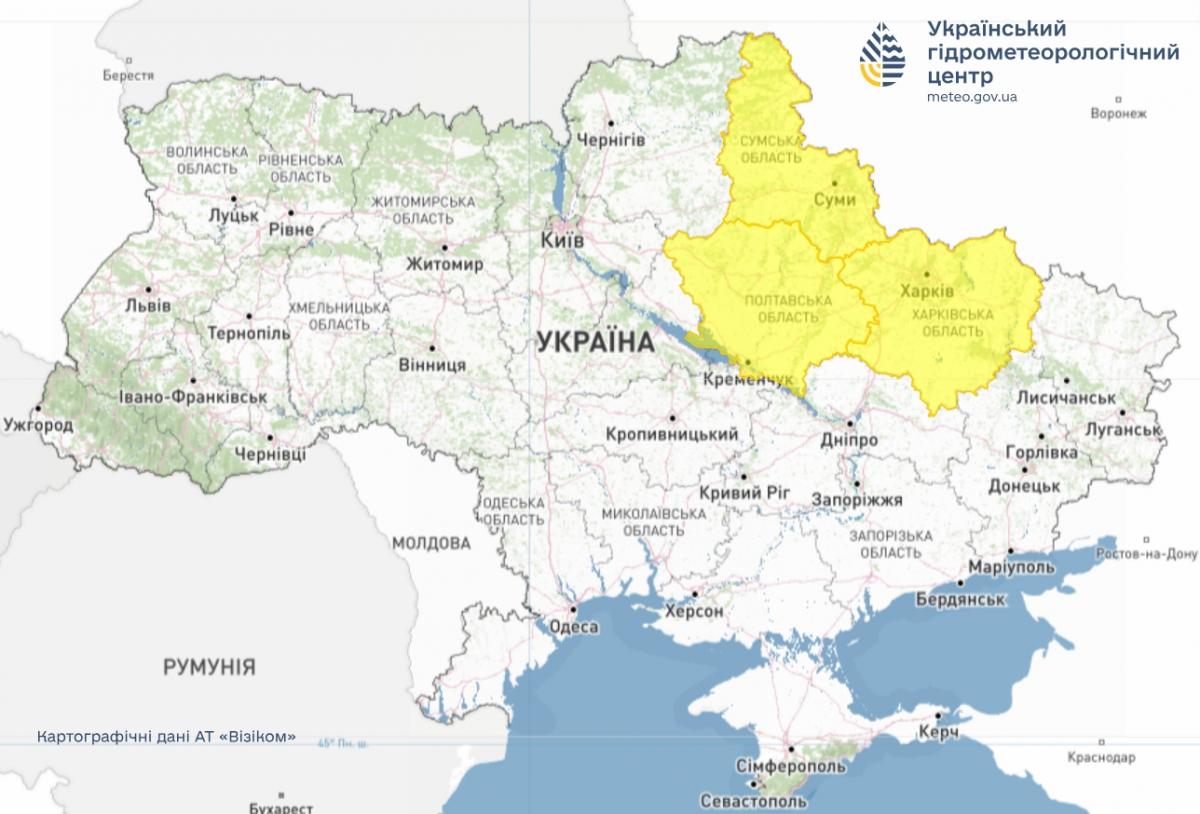 Українців попередили про негоду: три області у небезпеці (карта) Українців попередили про негоду: три області у небезпеці (карта)