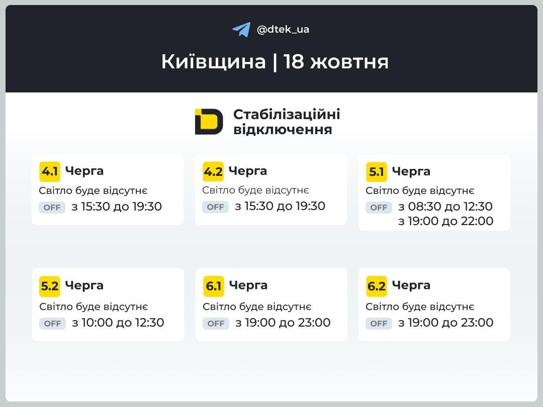 Как в Украине будут отключать свет в воскресенье: графики на 18 октября Как в Украине будут отключать свет в воскресенье: графики на 18 октября