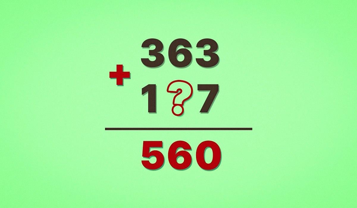 363 + 1?7 = 560: яку цифру приховано в математичній головоломці 363 + 1?7 = 560: яку цифру приховано в математичній головоломці