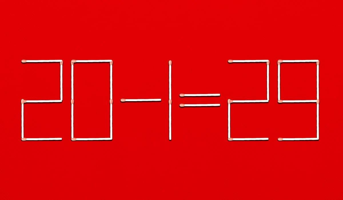 Рівність 20 − 1 = 29 стане правильною без зміни математичного знака Рівність 20 − 1 = 29 стане правильною без зміни математичного знака