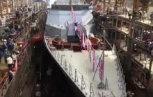 РФ спустила на воду ракетный корабль "Грозный", строительство которого длилось более пяти лет