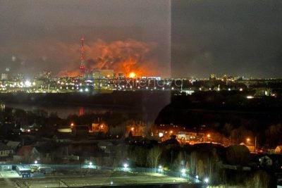 В Омске горит химзавод и склад "Озон" после атаки дронов (видео)